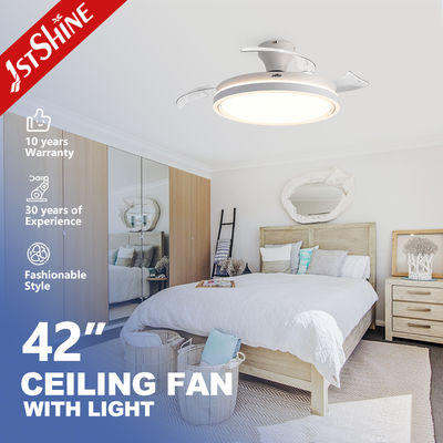 Купить 42-Inch Retractable Ceiling Fan Light Foldable Blades Dimmable LED Light Производство в сети