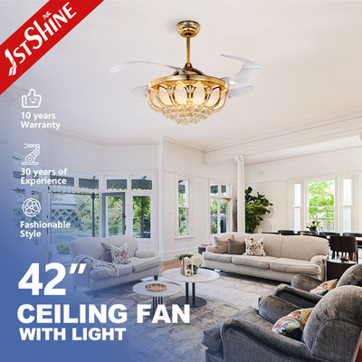 Режим управления WIFI Crystal LED Ceiling Fan Light с скрытыми лезвиями и стенным управлением