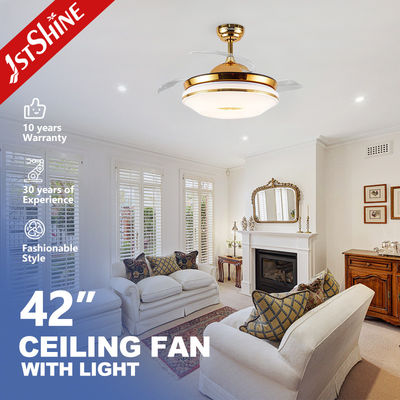 Хорошая цена Скрытые лезвия 42 дюйма 60 Вт Светодиодный потолочный вентилятор для снижения шума и элегантного домашнего декора онлайн