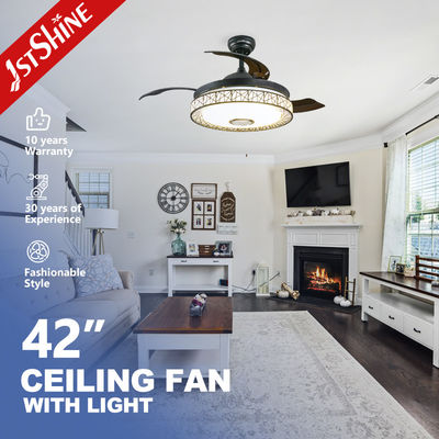 Хорошая цена Ультра тихая музыка невидимый потолочный вентилятор люстра пульт управления онлайн