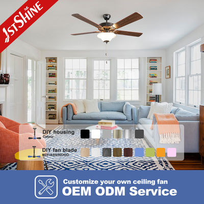 Хорошая цена Ретро потолочный вентилятор в тренде Новые 5 лезвия из МДФ со светом Традиционная цепочка тяги онлайн
