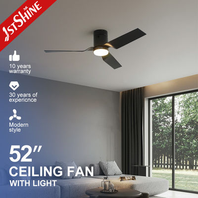 Низкий профиль 52 дюймов Smart Led Ceiling Fan Flush Mount 3 Abs Blades с динамиком