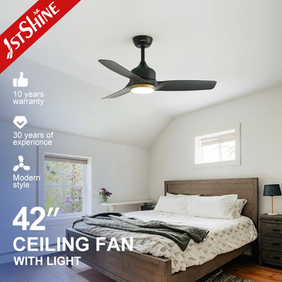 Хорошая цена 42-Inch Modern Matte Black DC Ceiling Fan With LED Light For Bedroom онлайн