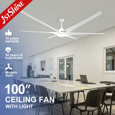 100-Inch Large Plastic Ceiling Fan Light with DC Motor and Remote Control for Open Spaces